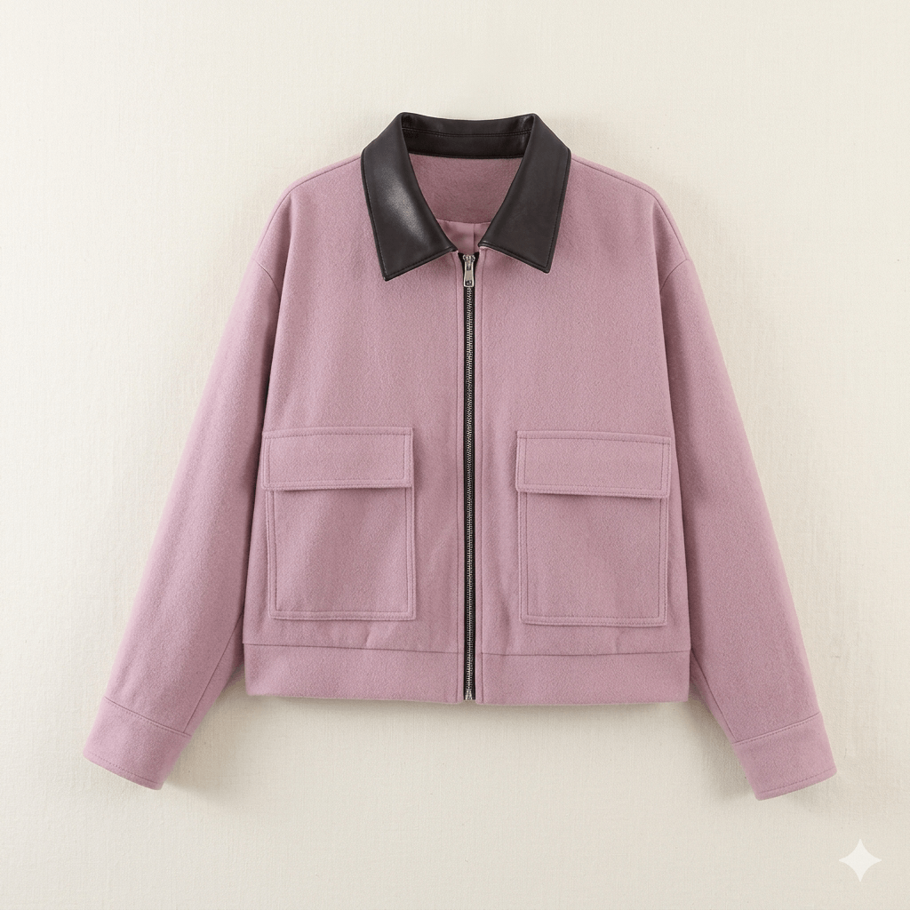 Women's Loose Fit Pink Spring Jacket – Casual Zipper Front Sweatshirt Style Outerwear 2026 New Arrival Streetwear