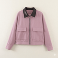 Women's Loose Fit Pink Spring Jacket – Casual Zipper Front Sweatshirt Style Outerwear 2026 New Arrival Streetwear