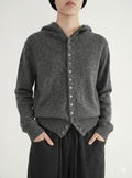 Sophisticated 100% Cashmere Knit Hoodie – Premium Thick Ribbed Cardigan Jacket for Women  Versatile Autumn/Winter Layering Essential