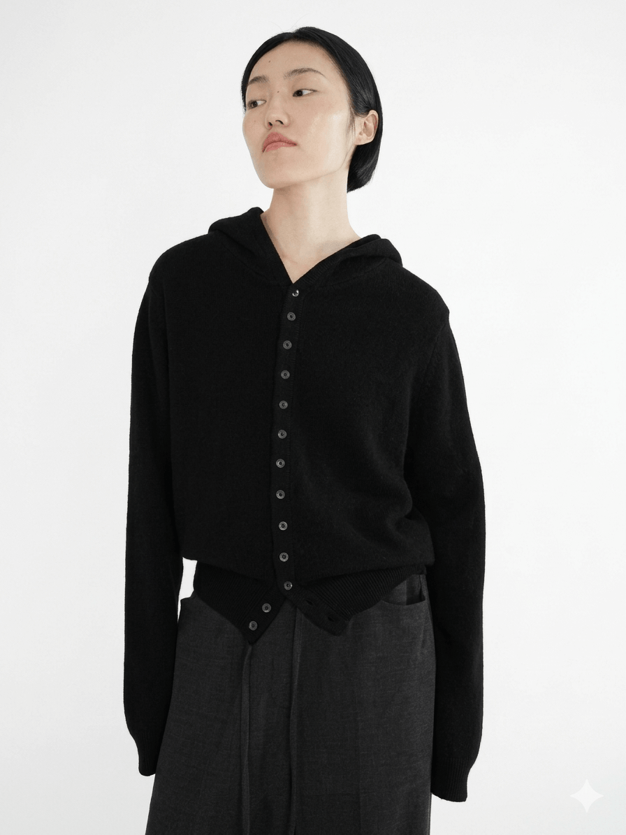 Sophisticated 100% Cashmere Knit Hoodie – Premium Thick Ribbed Cardigan Jacket for Women  Versatile Autumn/Winter Layering Essential