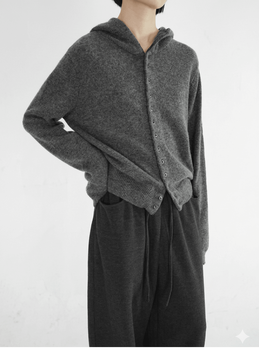 Sophisticated 100% Cashmere Knit Hoodie – Premium Thick Ribbed Cardigan Jacket for Women  Versatile Autumn/Winter Layering Essential