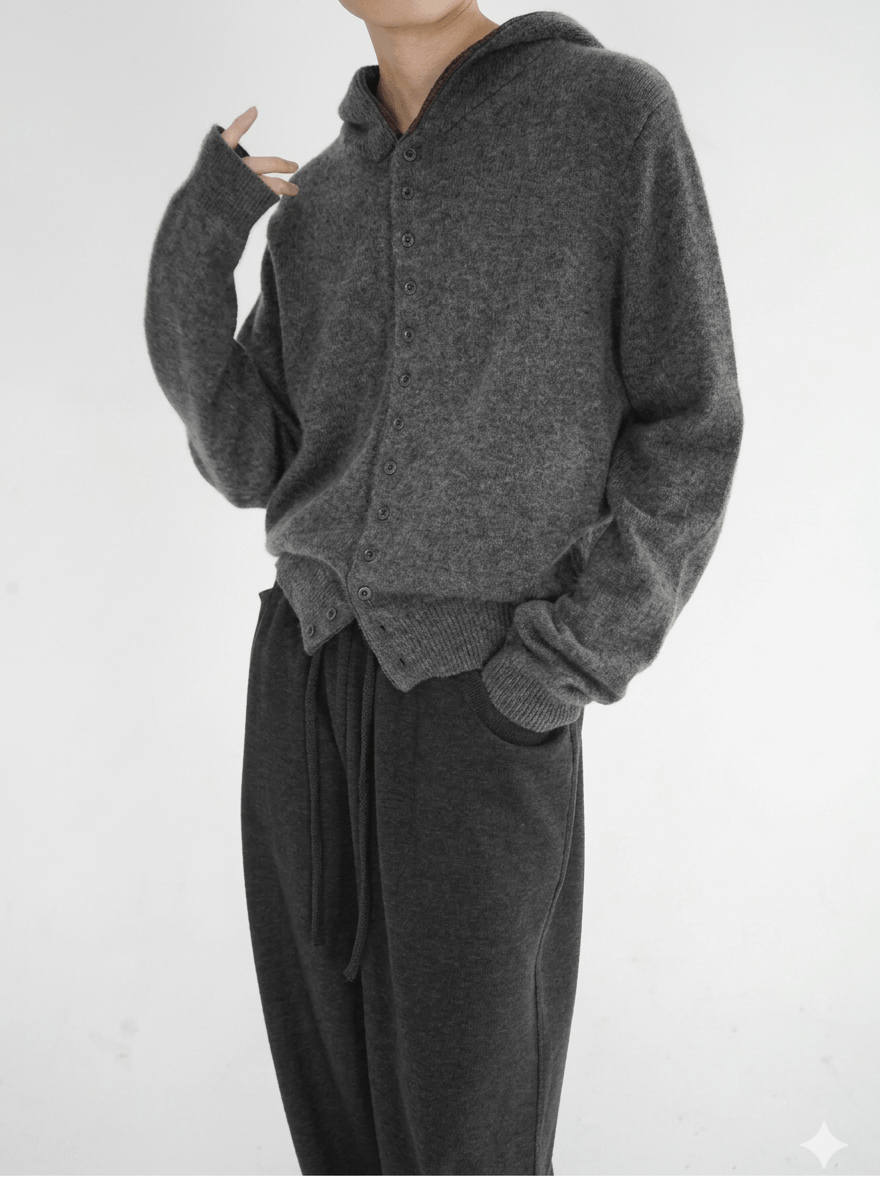 Sophisticated 100% Cashmere Knit Hoodie – Premium Thick Ribbed Cardigan Jacket for Women  Versatile Autumn/Winter Layering Essential