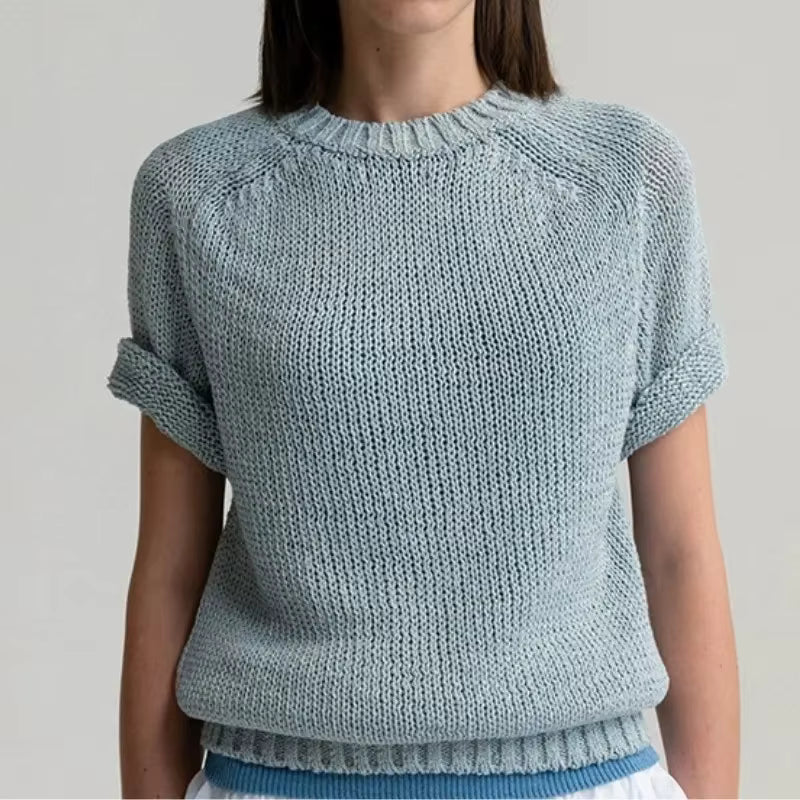 Women's Pullover Short Sleeved Summer Knitted T-shirt