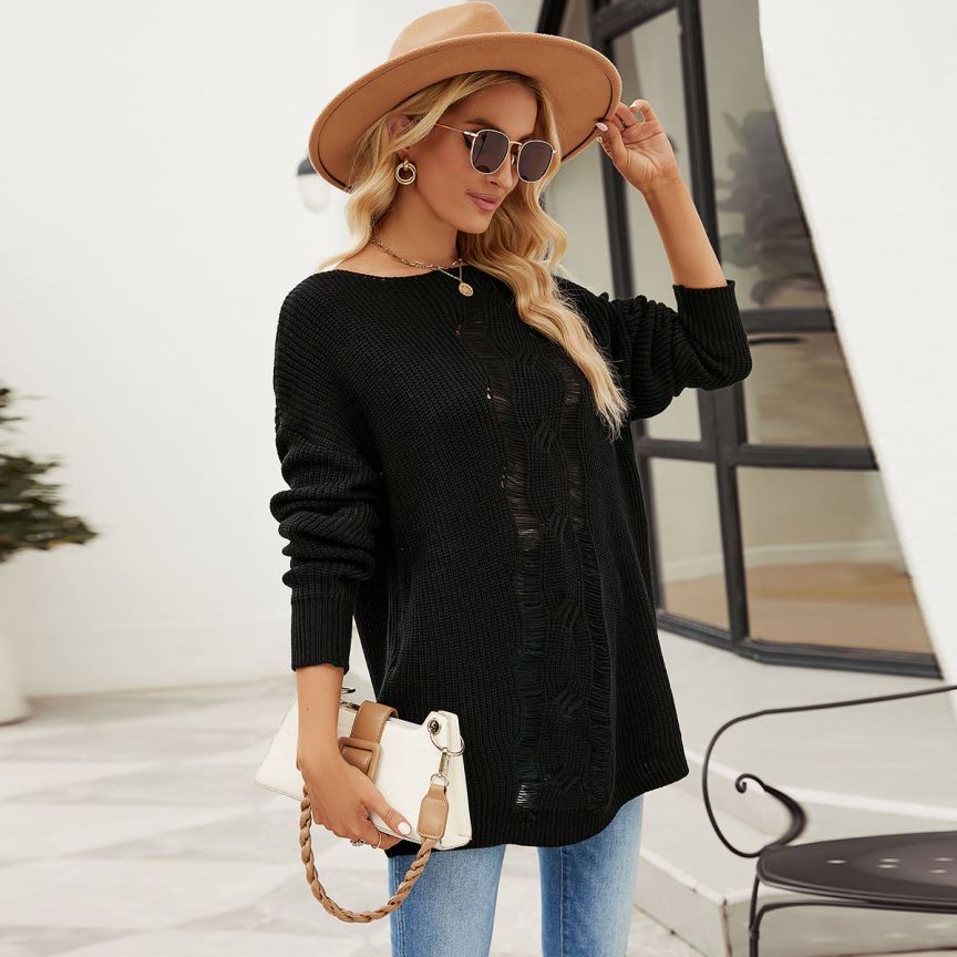 Women's Sweaters Plain Color New Design Long Sleeve Pullover Sweater Women Loose Oversized Knitted Sweaters for Women