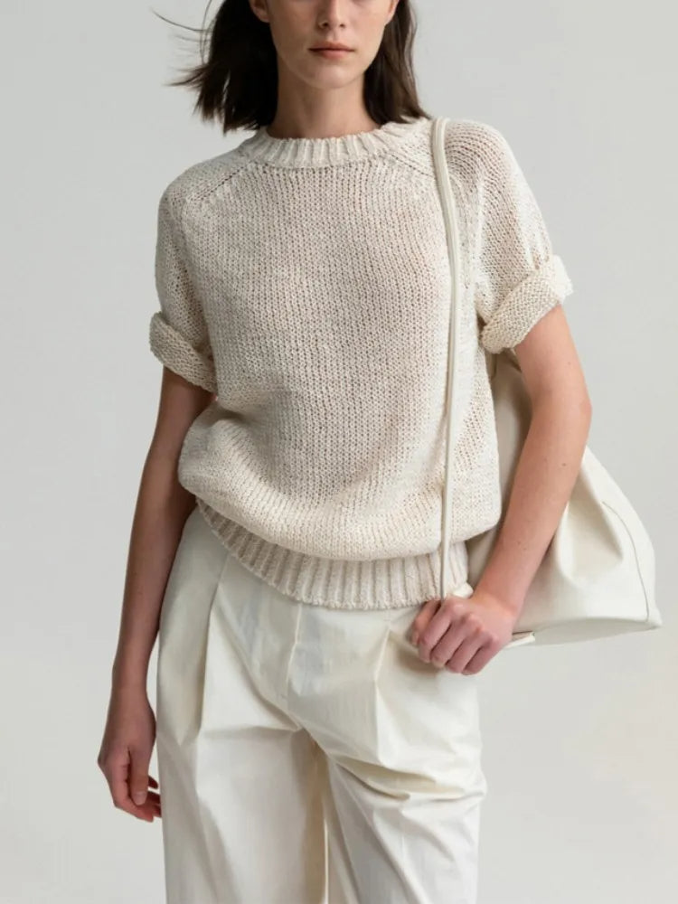 Women's Pullover Short Sleeved Summer Knitted T-shirt