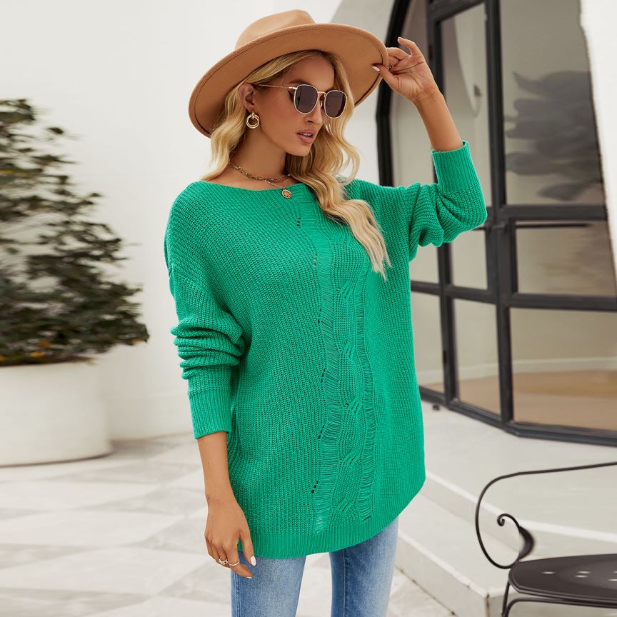 Women's Sweaters Plain Color New Design Long Sleeve Pullover Sweater Women Loose Oversized Knitted Sweaters for Women
