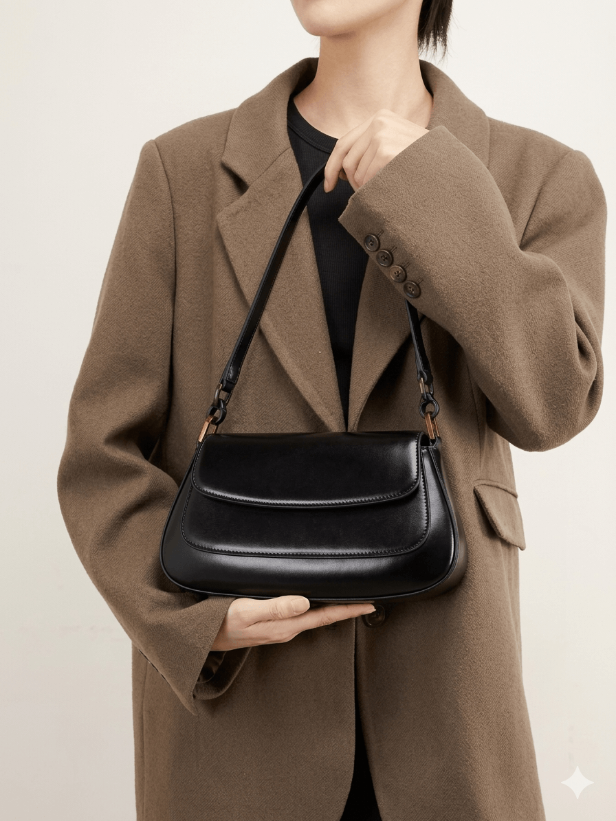 100% Authentic Full-Grain Cow Leather Women’s Handbag – Luxury Korean Design Armpit Bag