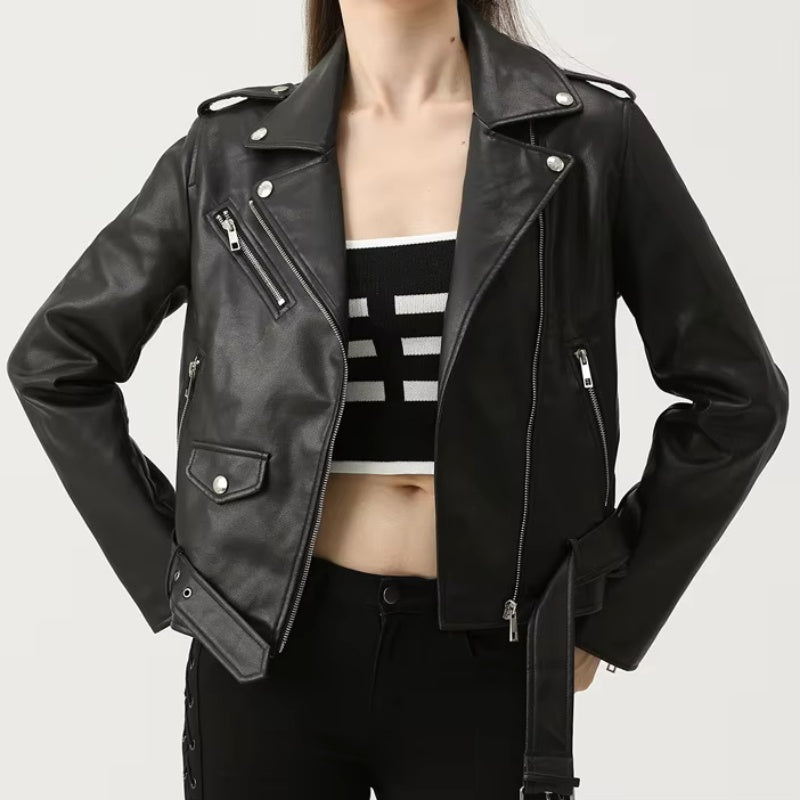 Fashion Lady Short Slim Streetwear Oversized Female Outwear Coat Female Short Coat Motorcycle Jackets