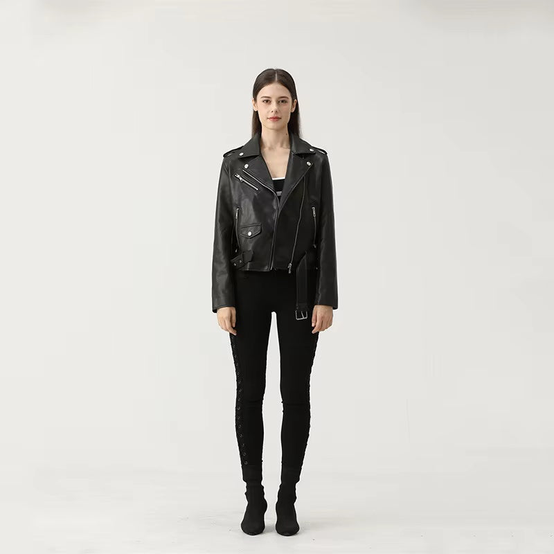 Fashion Lady Short Slim Streetwear Oversized Female Outwear Coat Female Short Coat Motorcycle Jackets