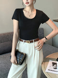 High Quality Short Sleeve Solid Color Short Sleeved T-Shirt for Women