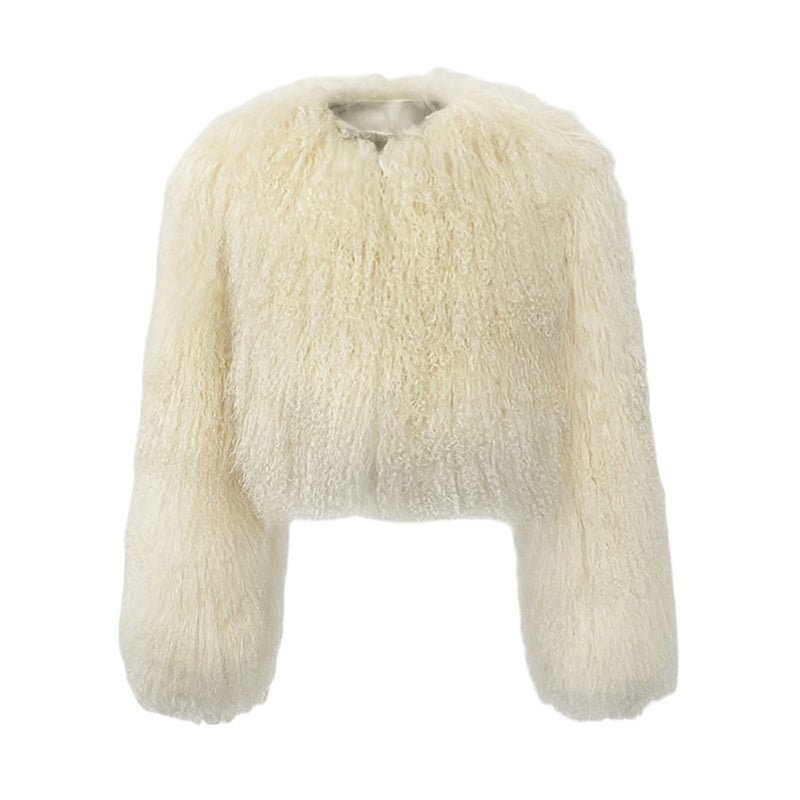 2026 Winter Women's Genuine Sheepskin Fur Overcoat Thick Breathable Short Fashion