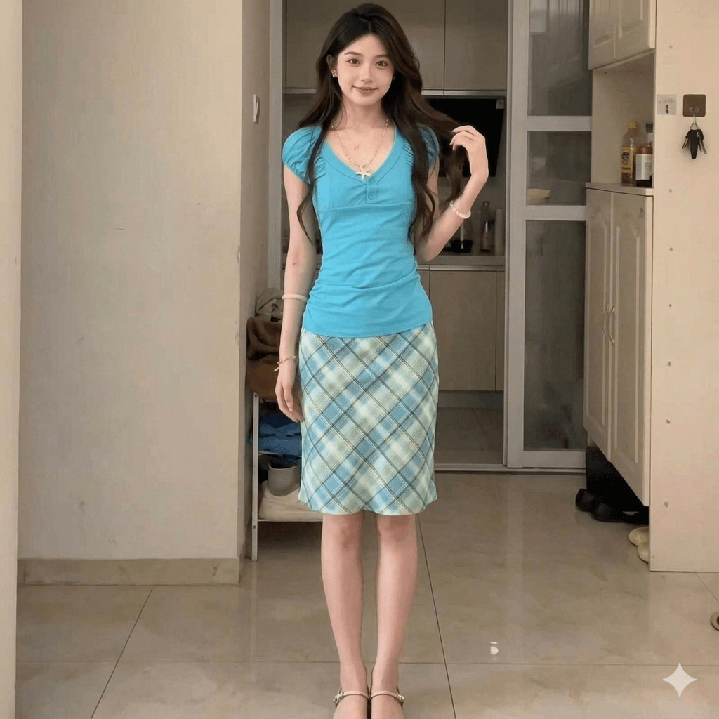 Women's  V-Neck Short Sleeve T-Shirt Solid Color Button Down Pullover  Summer 2000s Vintage Casual Cotton Top