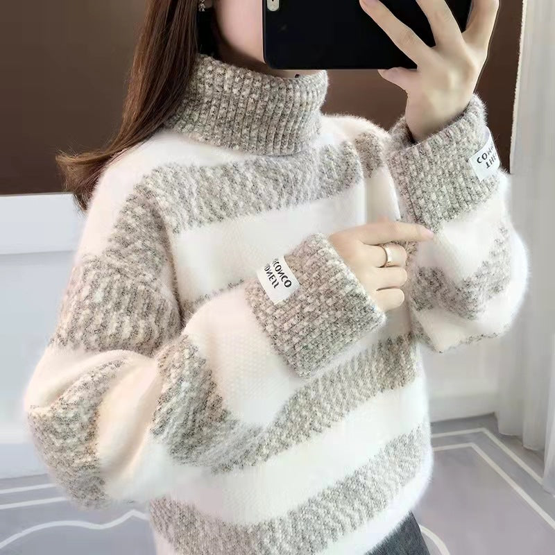 Knitted Sweater New Popular Autumn Style Trend Women's Loose V-neck Pullover Base Sweater for Women