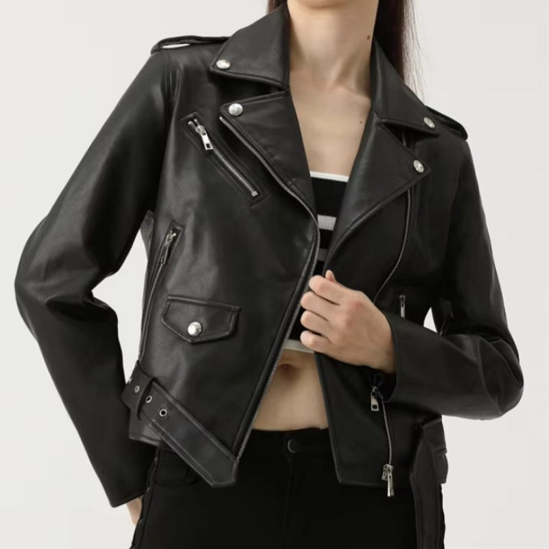 Fashion Lady Short Slim Streetwear Oversized Female Outwear Coat Female Short Coat Motorcycle Jackets