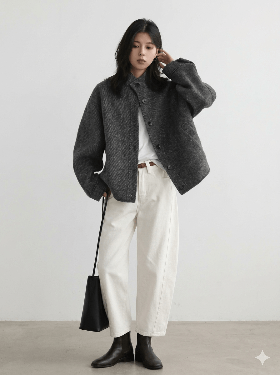 Women's Short Woolen Jacket 2026 Stand-Up Collar Twill Texture Coat  Retro Single-Breasted Ladies Outwear - Warm Autumn Winter Cropped Blazer