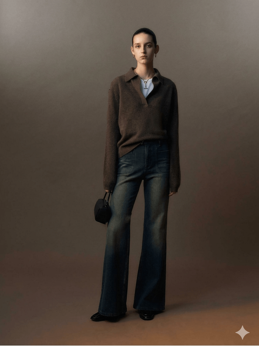 Chic Intellectual Style 100% Cashmere Polo Pullover Premium Soft Knitwear with Scissors Collar Design Timeless Winter Staple Sweater