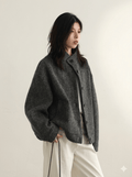Women's Short Woolen Jacket 2026 Stand-Up Collar Twill Texture Coat  Retro Single-Breasted Ladies Outwear - Warm Autumn Winter Cropped Blazer
