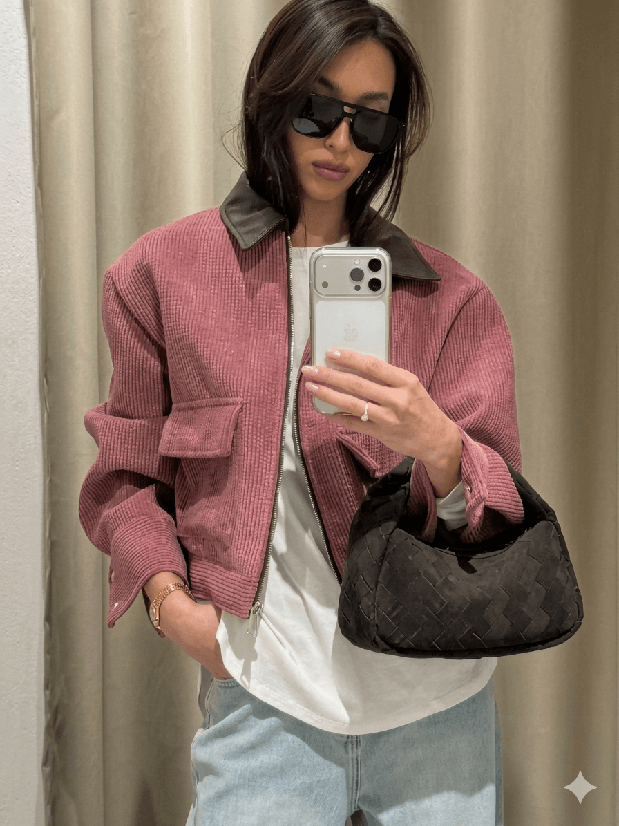 Women's Loose Fit Pink Spring Jacket – Casual Zipper Front Sweatshirt Style Outerwear 2026 New Arrival Streetwear