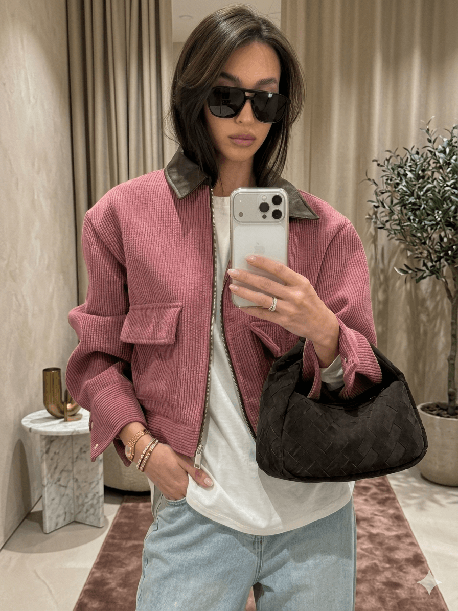 Women's Loose Fit Pink Spring Jacket – Casual Zipper Front Sweatshirt Style Outerwear 2026 New Arrival Streetwear